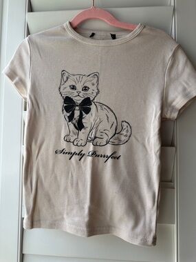 Simply Purrfect Kids Cream Cat Graphic Tee